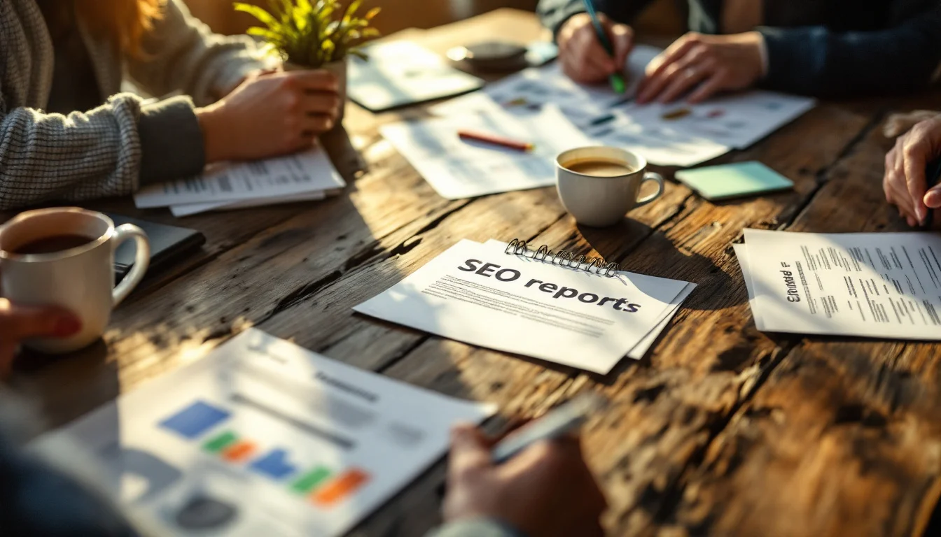 Cost Of SEO Services In Fife — Two small business owners in Fife meeting with an SEO consultant, reviewing prin Cost Of SEO Services In Fife — Two small business owners in Fife meeting with an SEO consultant, reviewing prin